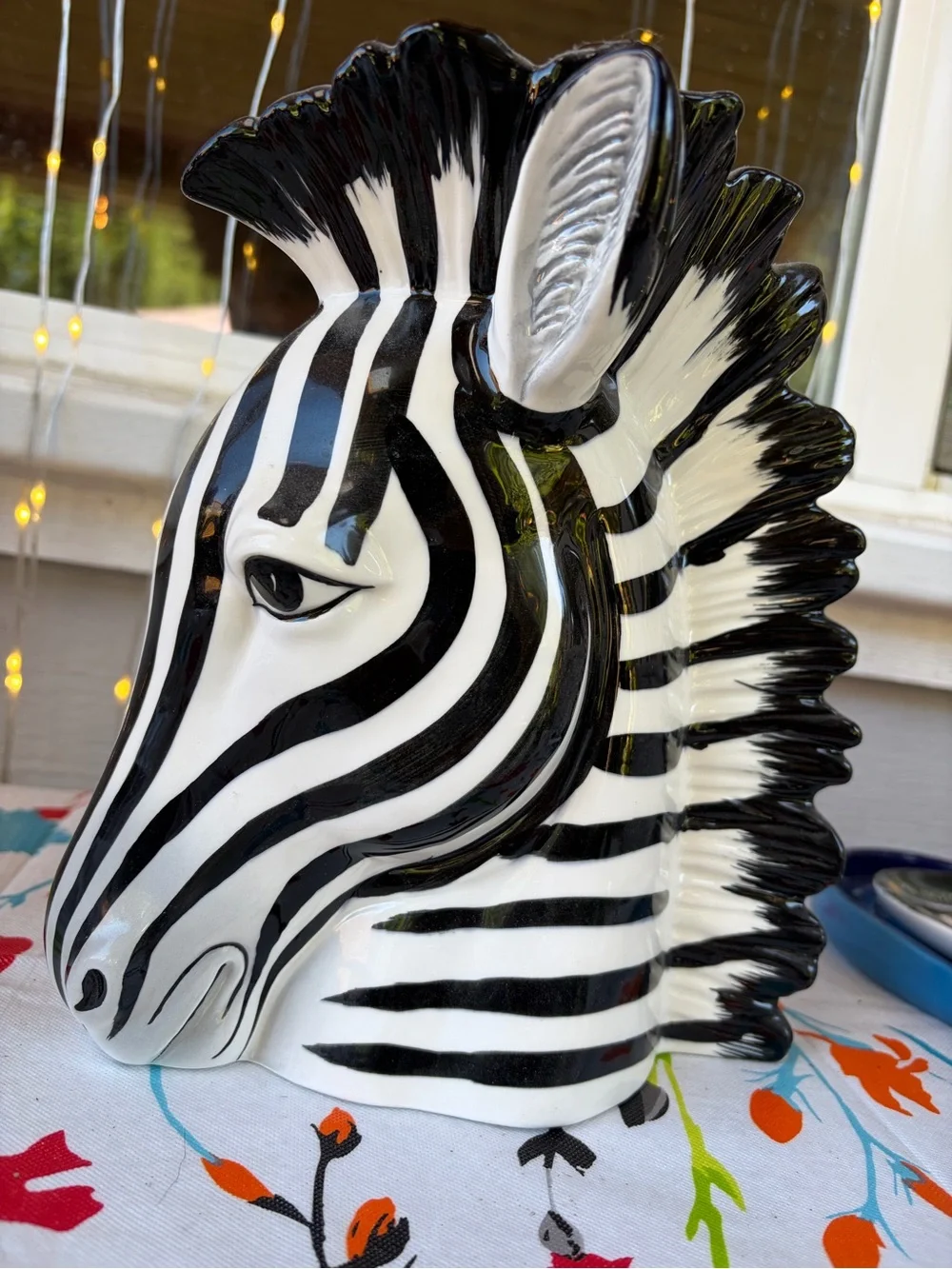 Vintage Fitz & Floyd Zebra Head Vase Ceramic